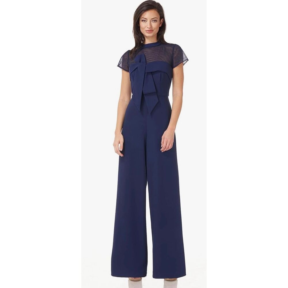 JS Collections womens Crepe Oversize Bow Jumpsuit Size 8 NWT